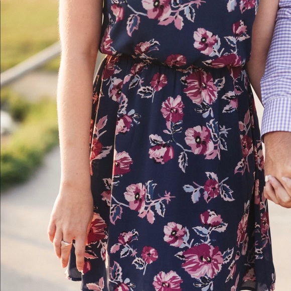 Navy Blue Floral Dress - Picture 3 of 3